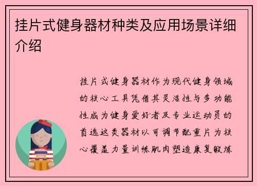 挂片式健身器材种类及应用场景详细介绍